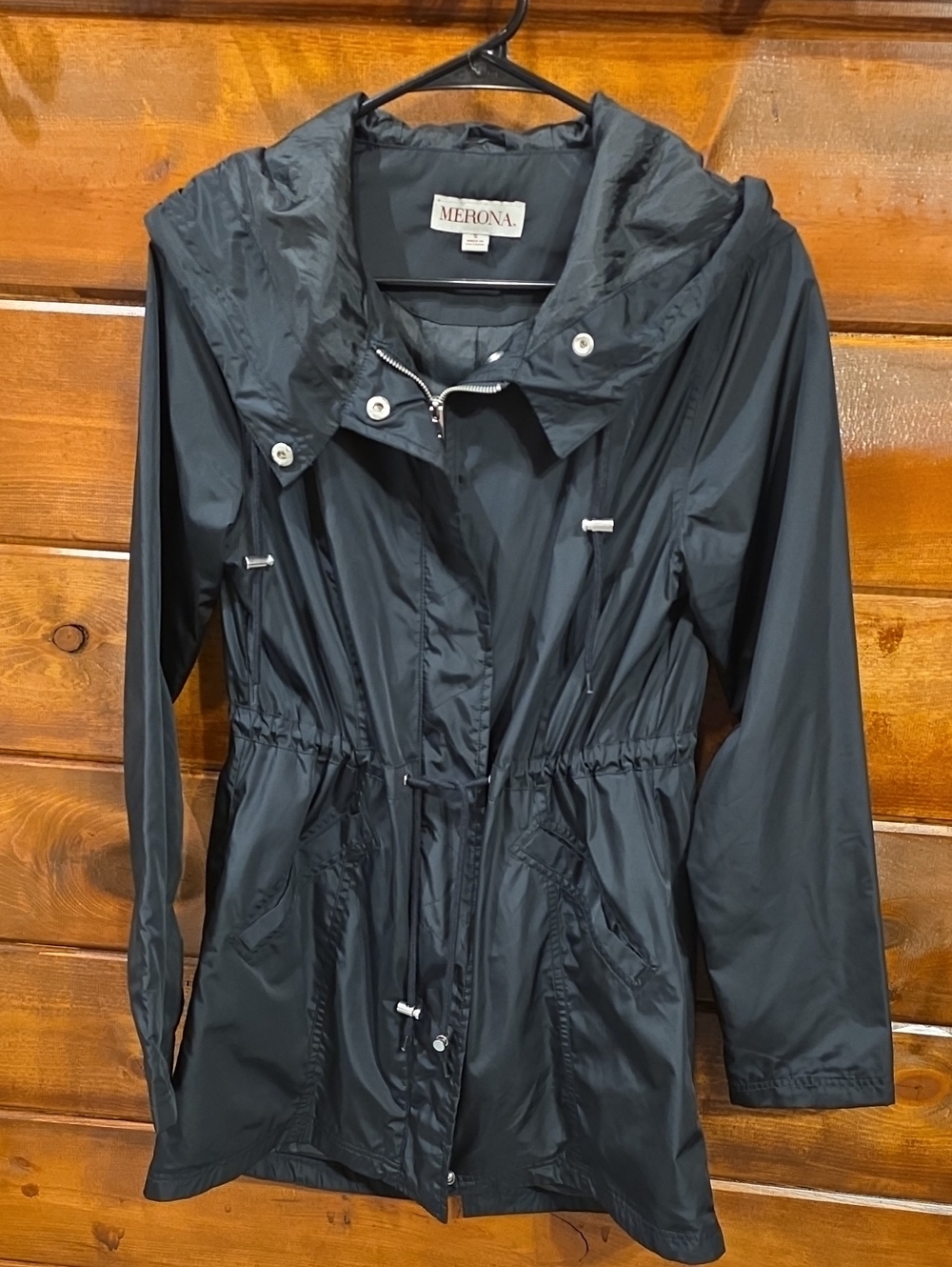 Merona Black Hooded Utility Jacket with Drawstring Waist